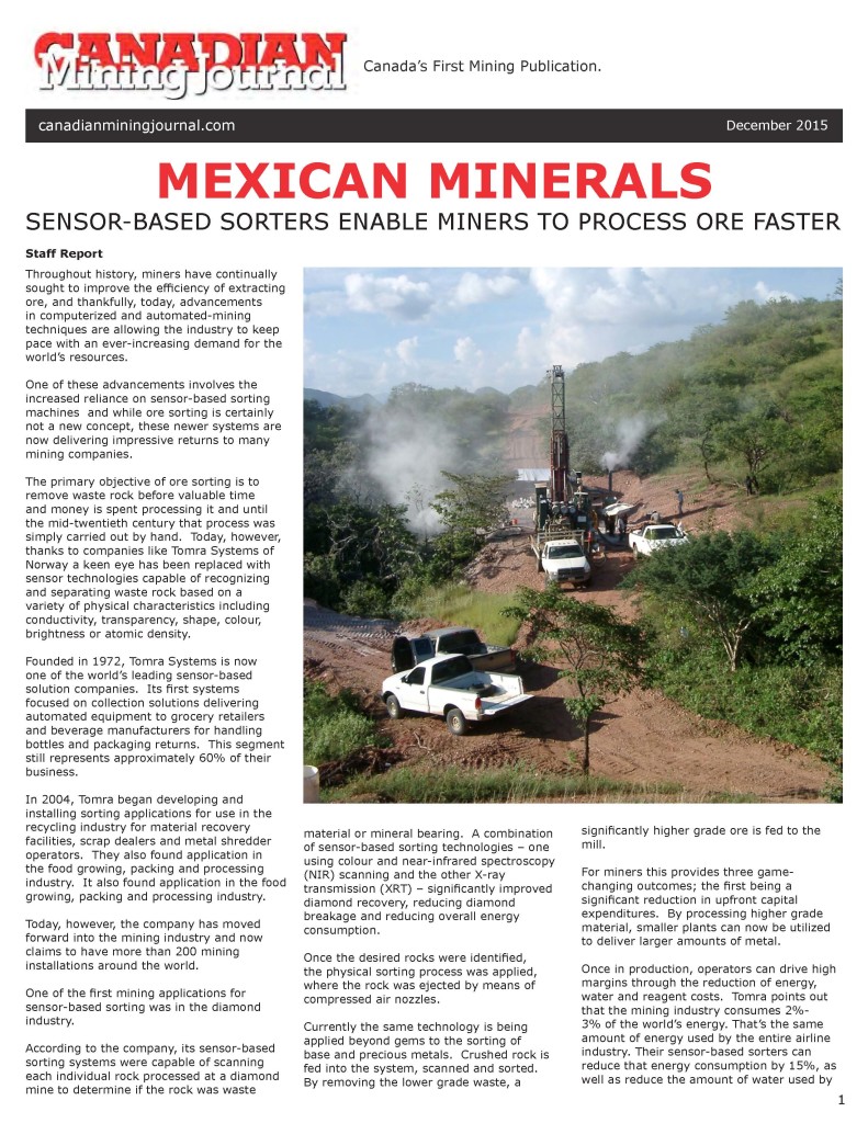 MINERA ALAMOS FEATURED IN THE CANADIAN MINING JOURNAL_Page_1