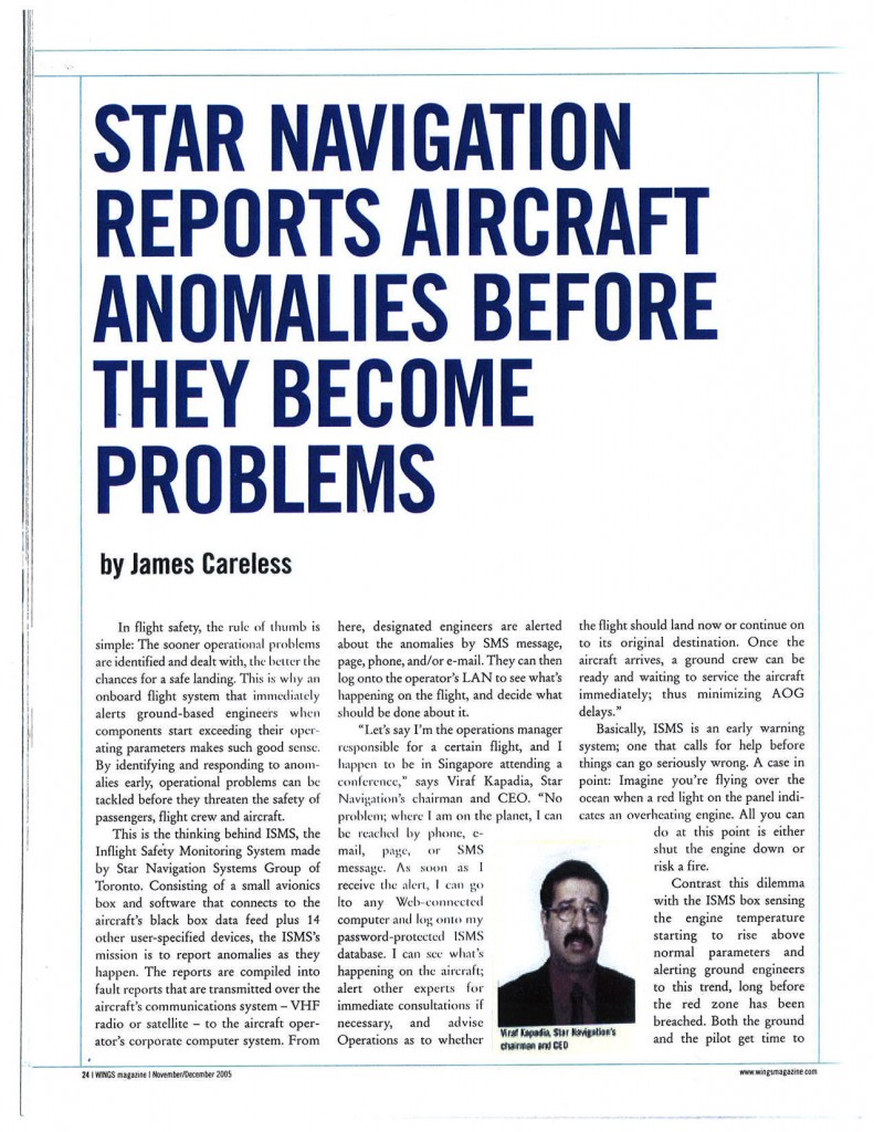 Star Navigation Systems Group Inc featured WINGS MAGAZINE